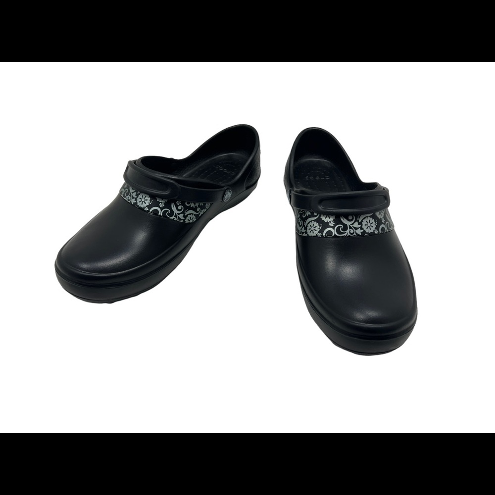 Crocs Mercy Work Clogs Floral Black - Sz 10